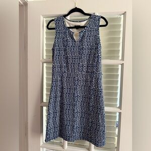 Ann Taylor Blue and White A-Line Midi Dress